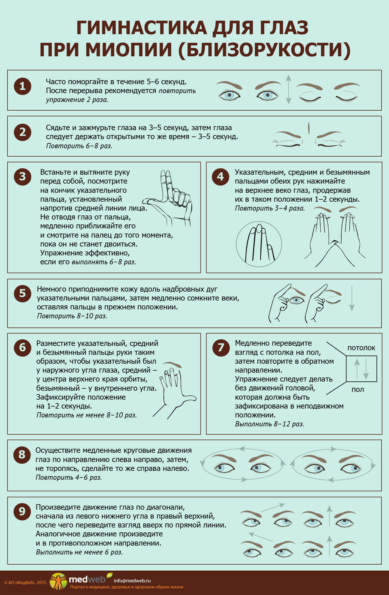 Упражнения для глаз при близорукости; как улучшить и восстановить зрение, профилактика миопии у школьников, тренировка при низкой и высокой степени патологии