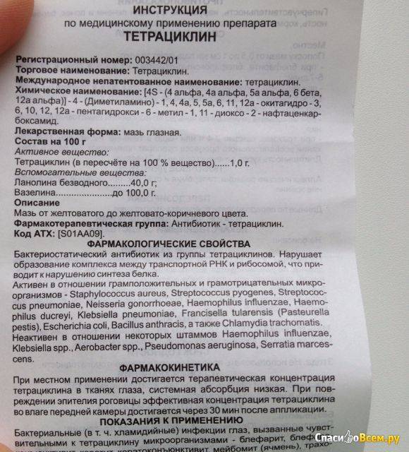 Глазная тетрациклиновая мазь: инструкция по применению, цена, отзывы при прыщах и конъюнктивите - medside.ru
