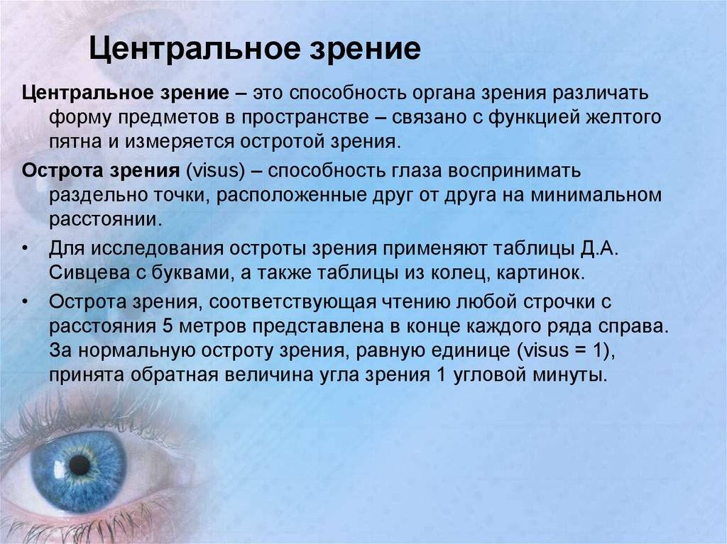 Основные функции органа зрения и методы их исследования