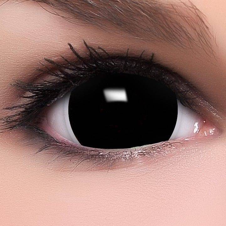 Белые линзы для глаз без зрачков: слепые с вертикальными зрачками, склеральные с диоптриями, карнавальные черные, крейзи с рисунком